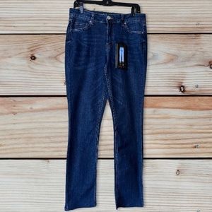 NWT Copperflash High Rise Slim Straight Curvy Premium Denim Jeans Raw Edge Hem